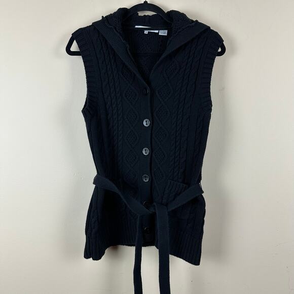 Eight Eight Eight Hooded Cable Knit Sweater Vest Y2K Retro 80s Aesthetic Size M - Picture 3 of 6